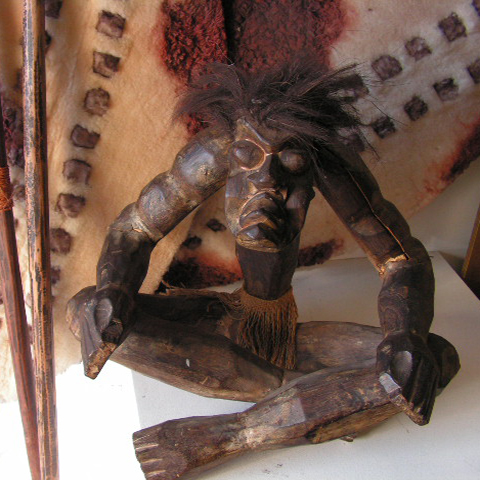 SCULPTURE, Tribal Man Seated